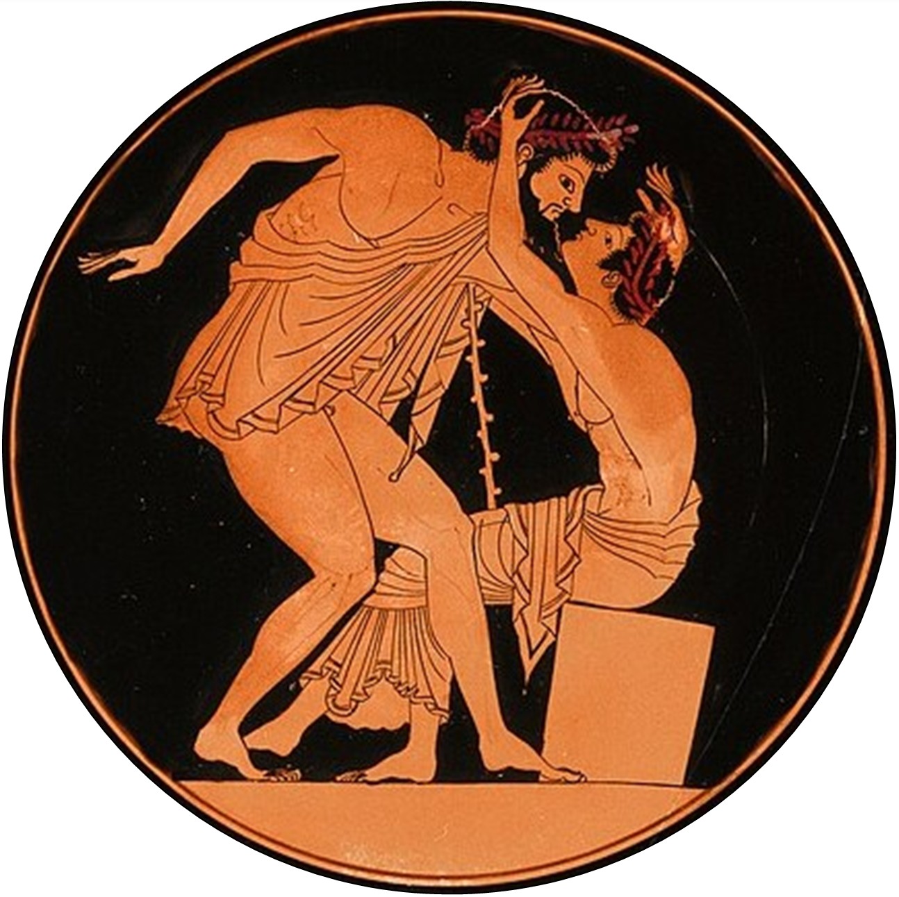 California Malibu. Getty M. Kylix ca. 505. A seated boy pulls his lover down towards him for a kiss dtl