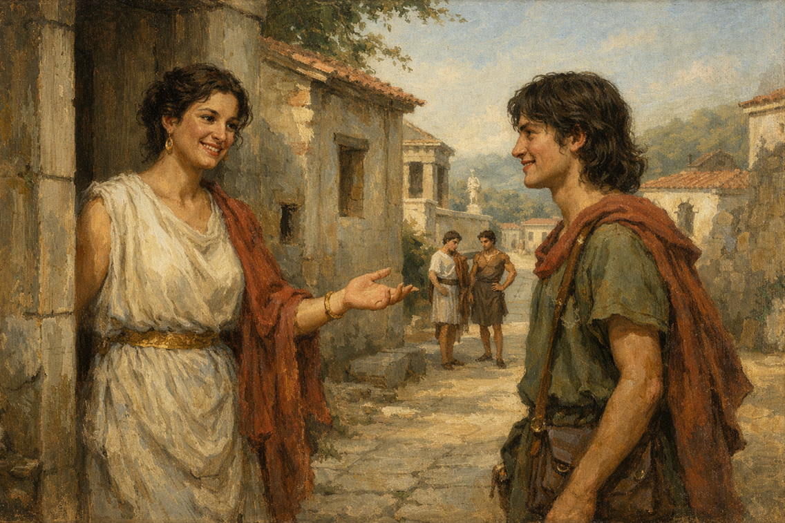 Ismenodora  Bakchon outside her house d1