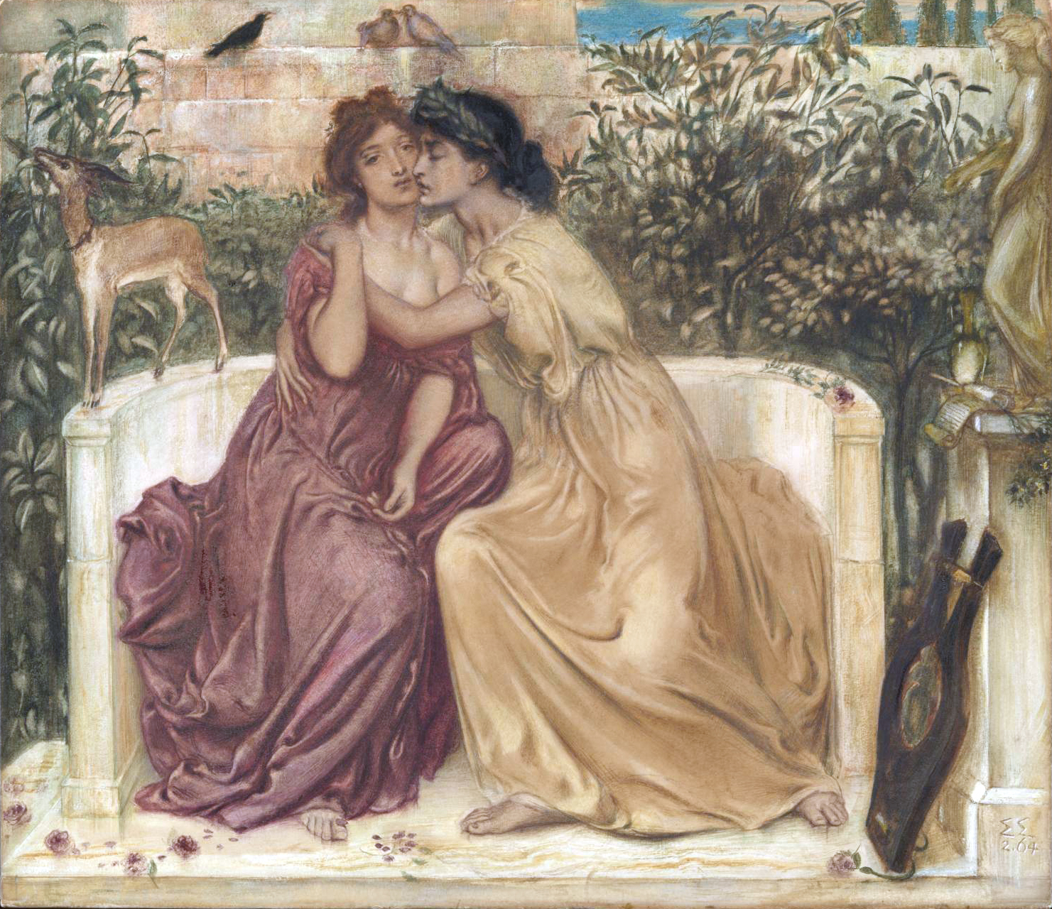 Sappho and Erinna in a Garden at Mytilene by Simeon Solomon. 1864