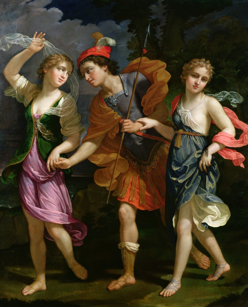 Theseus w. Minoss daus. Ariadne  Phaidra byBenedetto Gennari the yr. 1633 1715