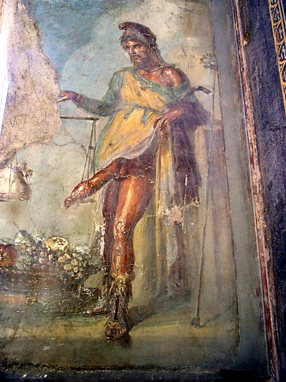 Priapus. Graeco Roman freco f. Pompeiii 1st AD