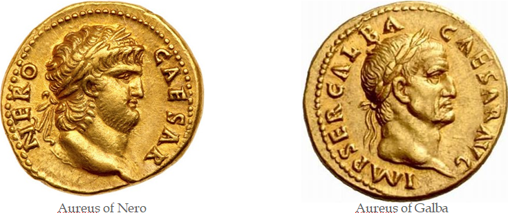 Aurei of Nero  Galba