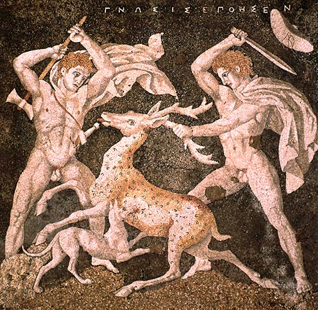 Stag Hunt Pella mosaic ca. 300 prob. Hephaistion Alexander