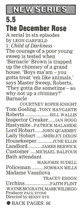 Radio Times listing The December Rose 12 March 1986
