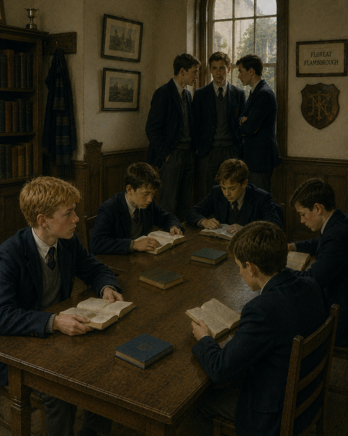Tomkins. 9e Older boys watching