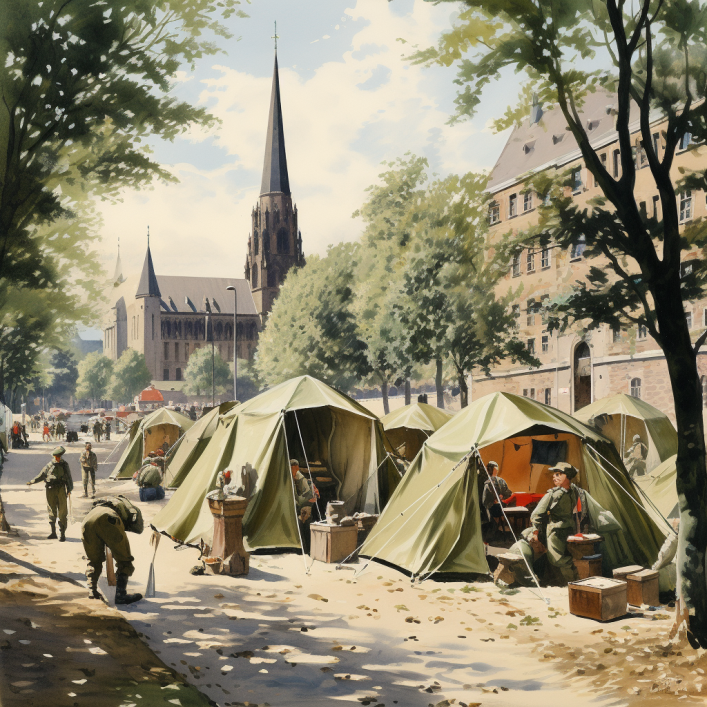 Nuremberg 1950. American soldiers encamped d1